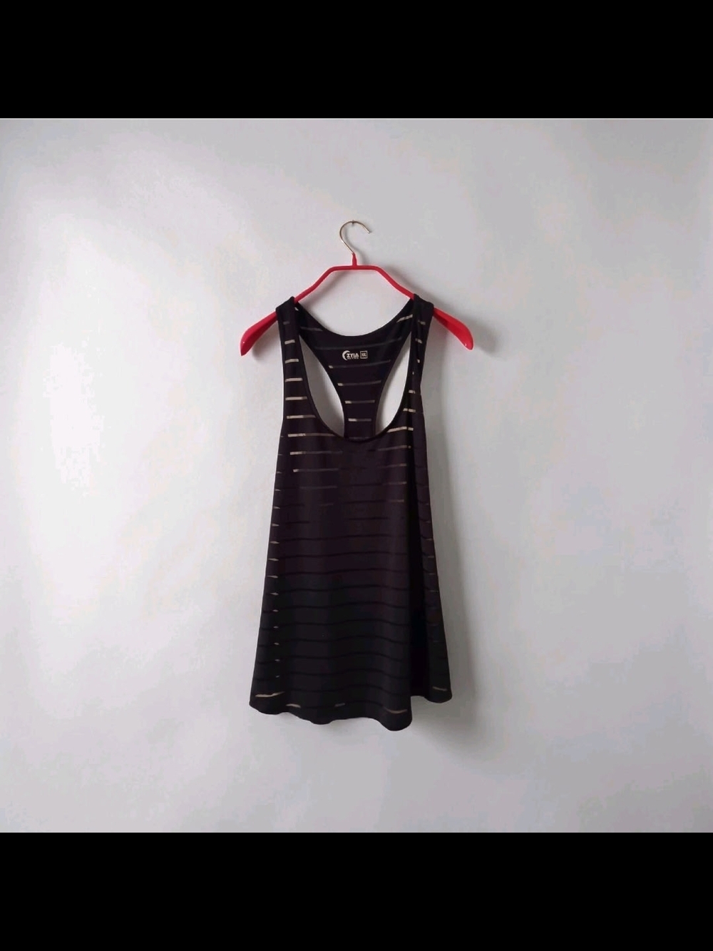 Sheer Striped Racerback Tank Top - Black